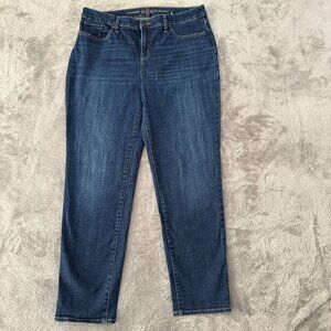 Chico's So Slimming Girlfriend Slim Leg Ankle Jeans Women's 12 Tall 12T Long